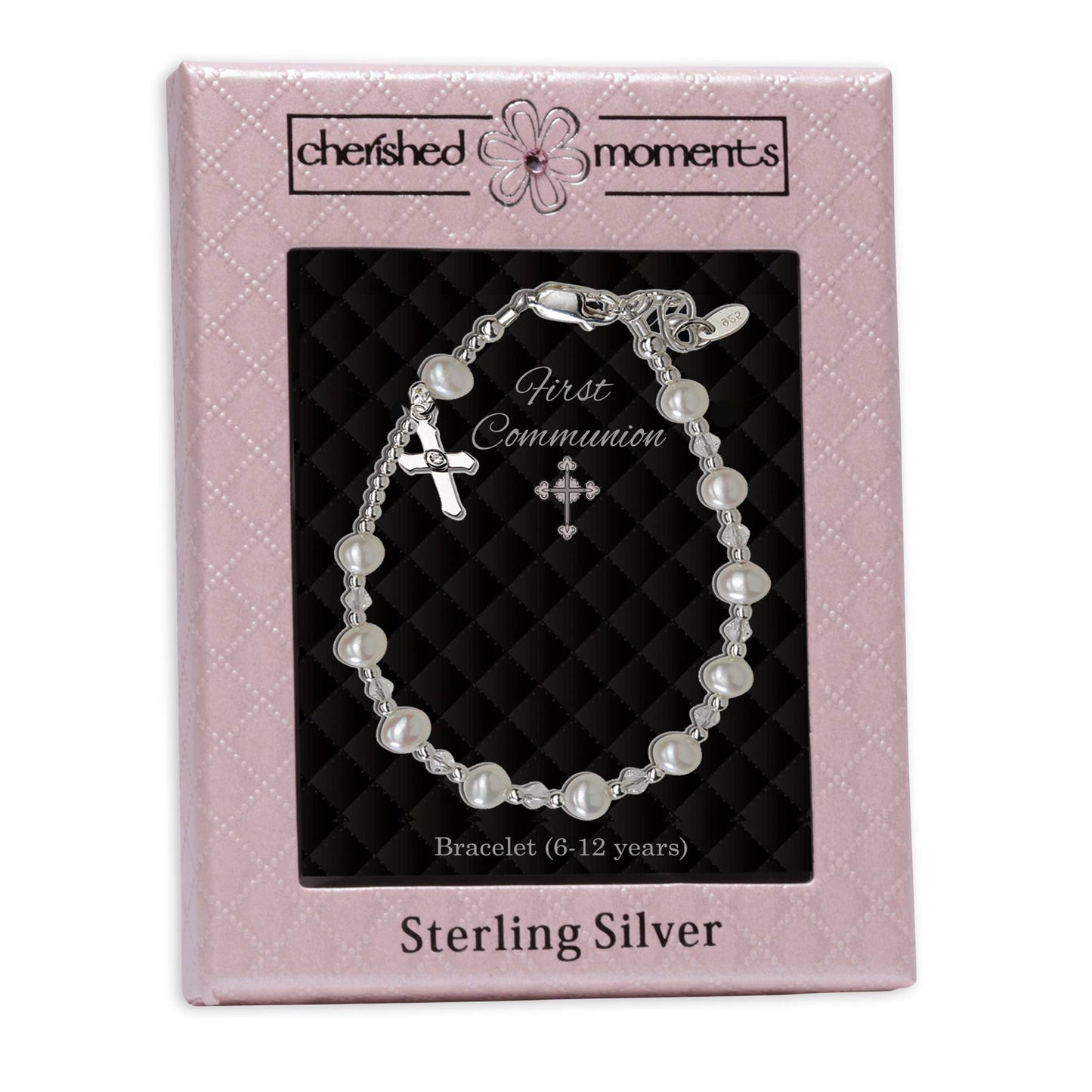 Sterling Silver Girls First Communion Rosary Bracelet