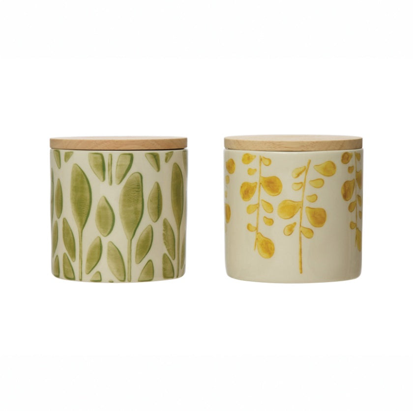 Stoneware Jar with Bamboo Lid