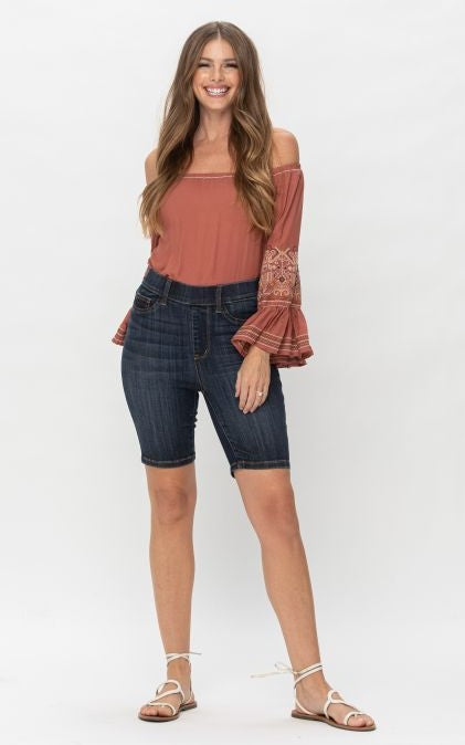 High Waist Pull on Biker Shorts
