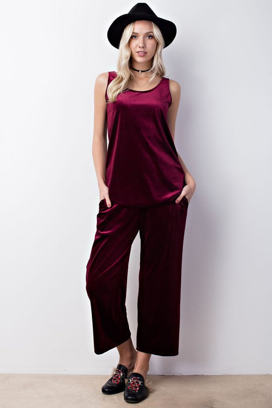 Velvet Wide Leg Tank Set