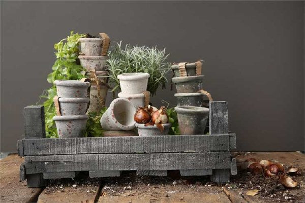 Wood Box, Distressed Grey