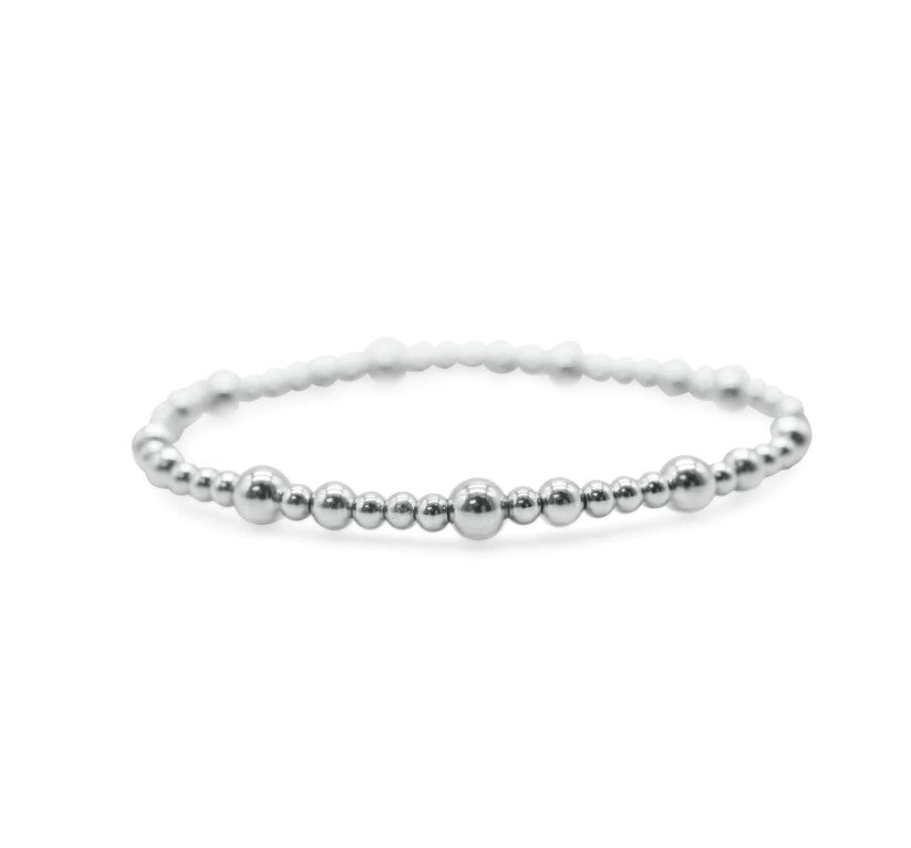 Classy & Comfy Champagne Bubbles Stretch Bracelet Silver