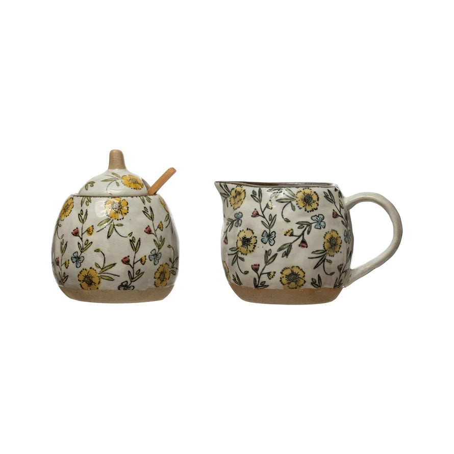 Hand-Painted Cream and Sugar Set