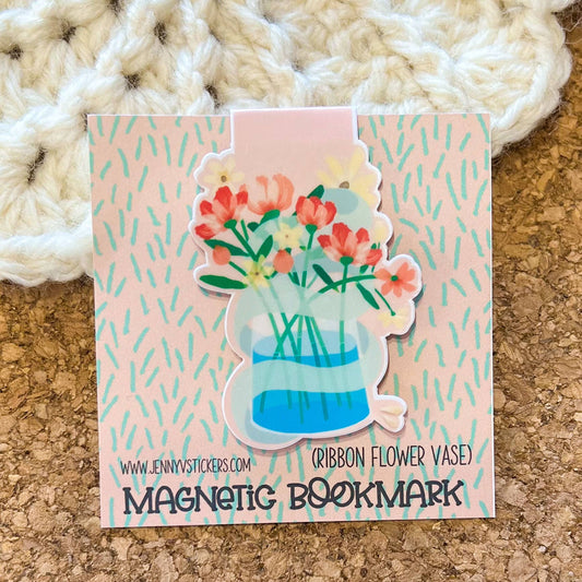 Magnetic Bookmark | Ribbon Flower Vase
