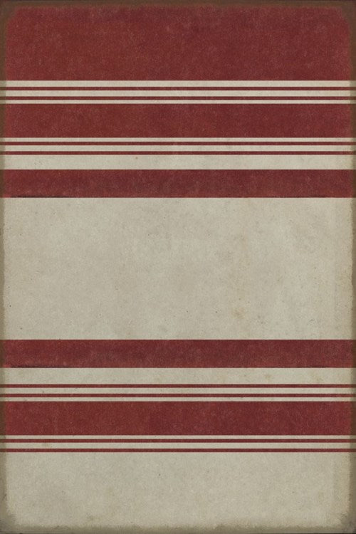 Vintage Vinyl Floorcloth | Red & White Stripes | 20x30