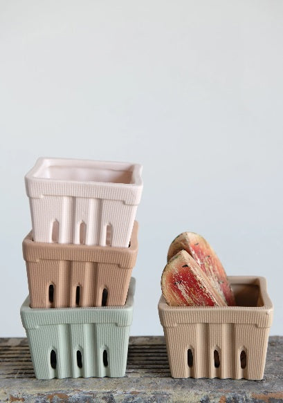 Stoneware Berry Basket Matte Finish