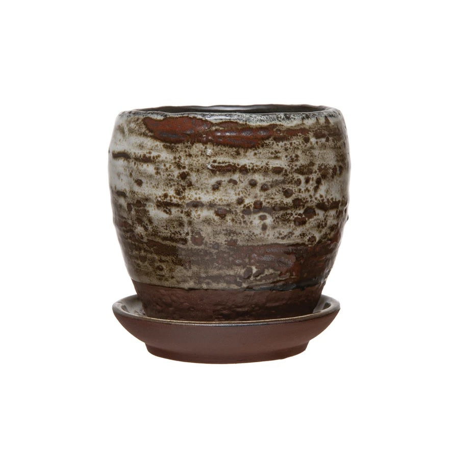 Stoneware Planter and Saucer