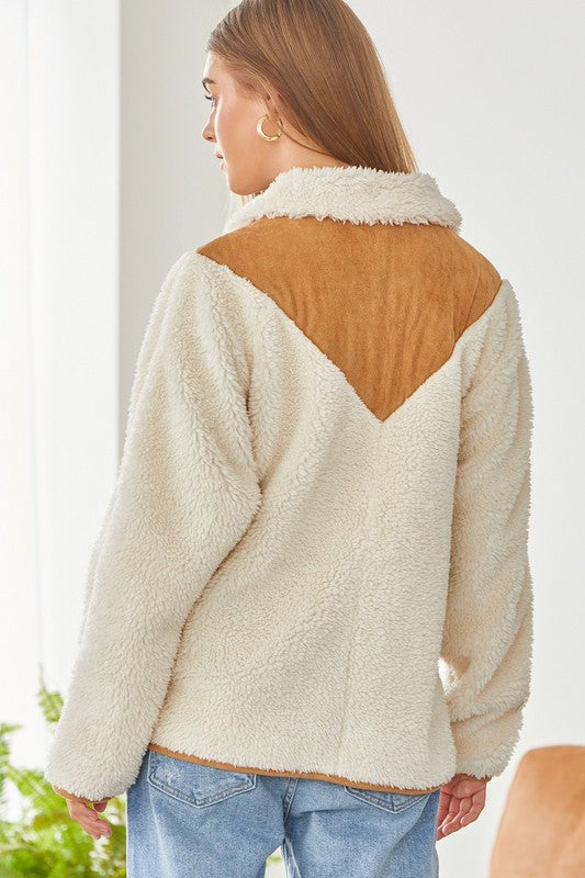 Beige Shearling Faux Fur Jacket
