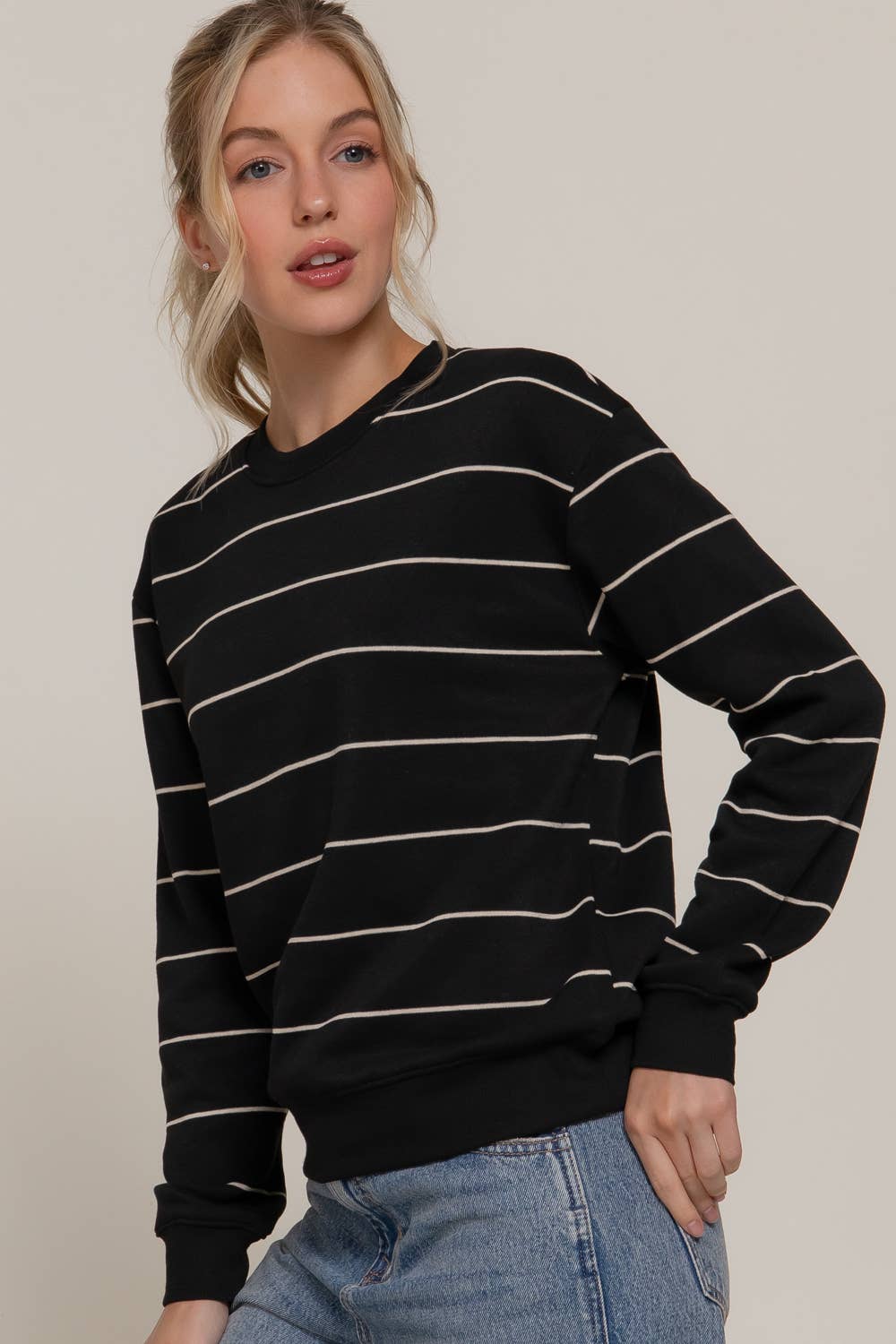 Stripe Inner Fleece Sweatshirt