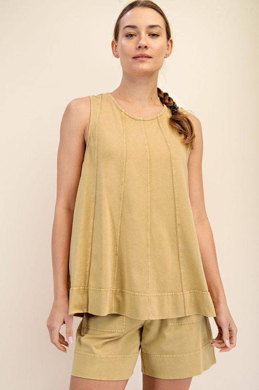 Mineral Washed Sleeveless Longline Top
