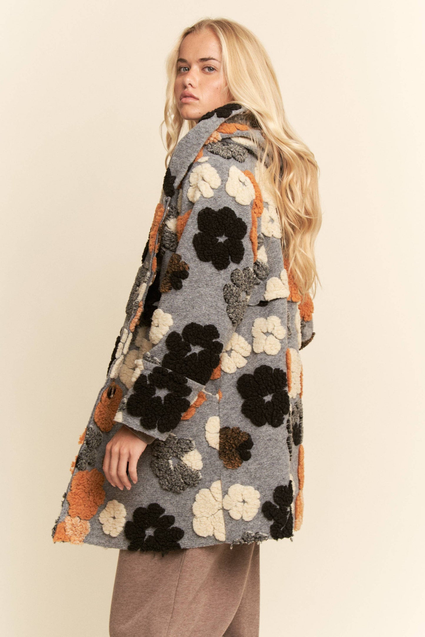 Chunky Flower Embroidered Coat