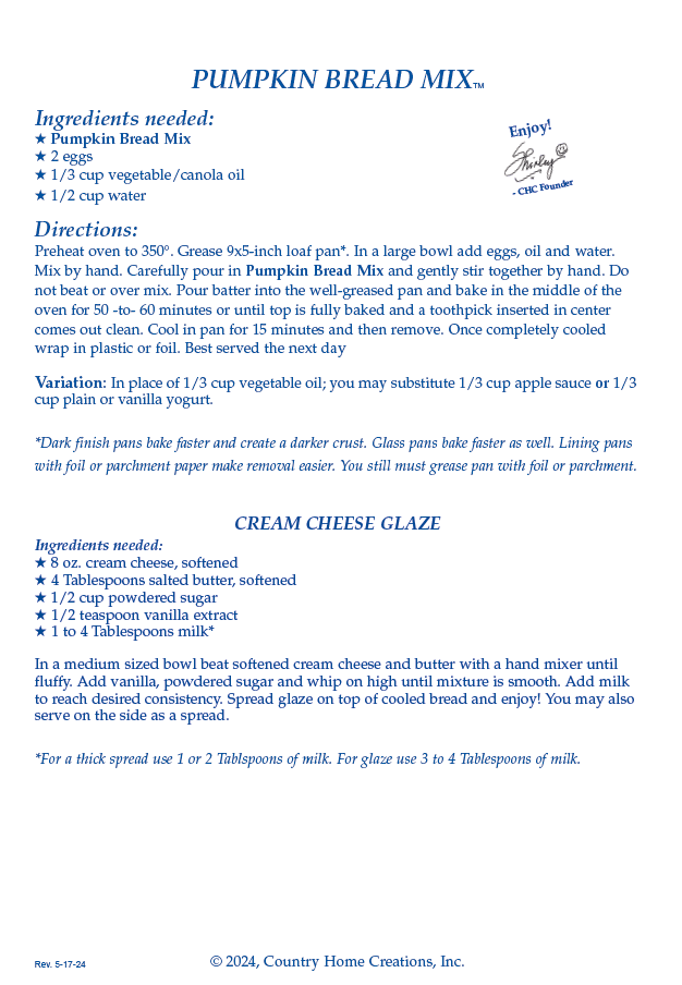 Pumpkin Bread Mix