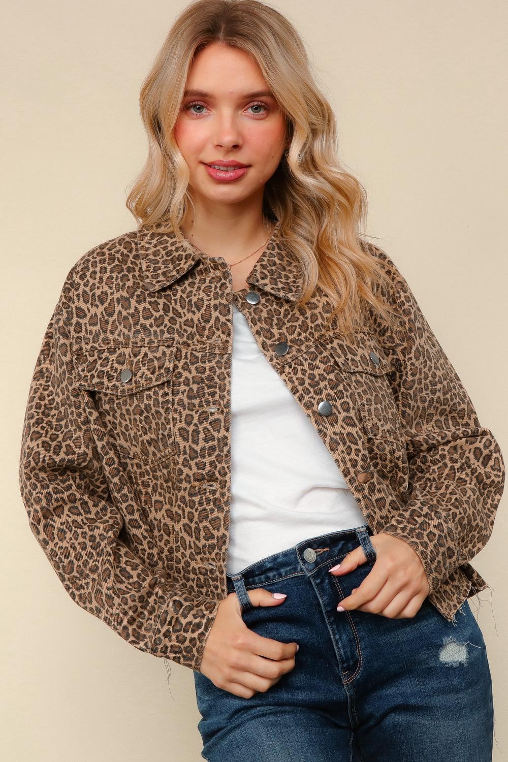 Leopard Print Loose Fit Jacket