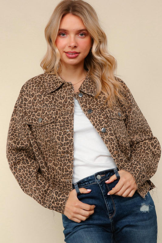 Leopard Print Loose Fit Jacket