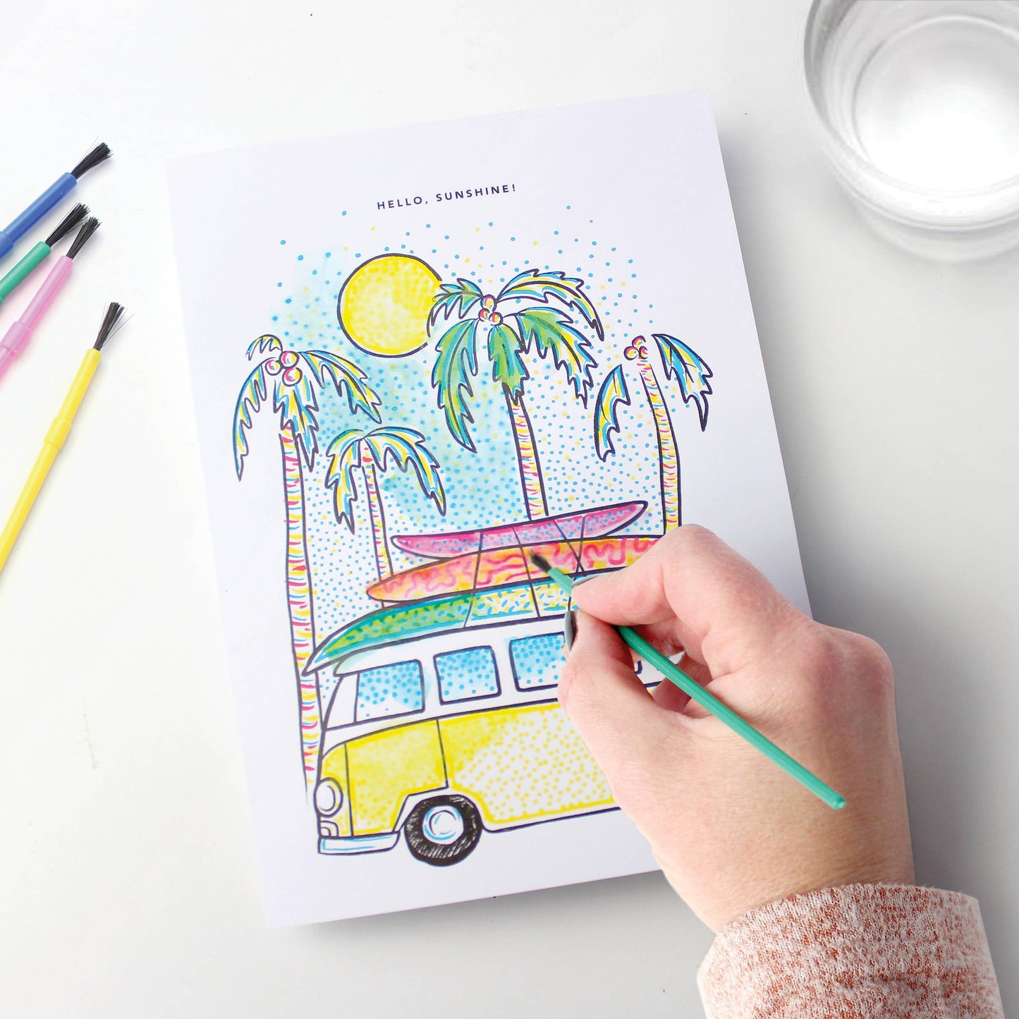 Paint With Water Card | Surfer Van