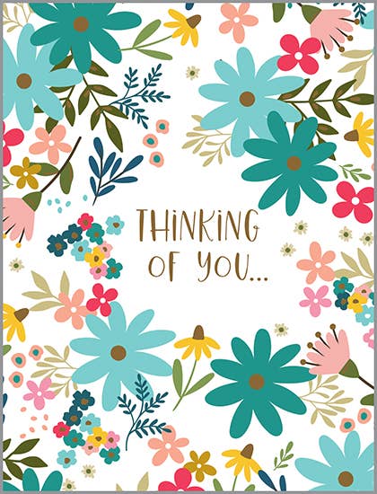 Thinking of You Card | Teal Flowers