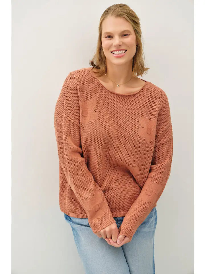 Lightweight Crochet Knit Sweater | Terracotta