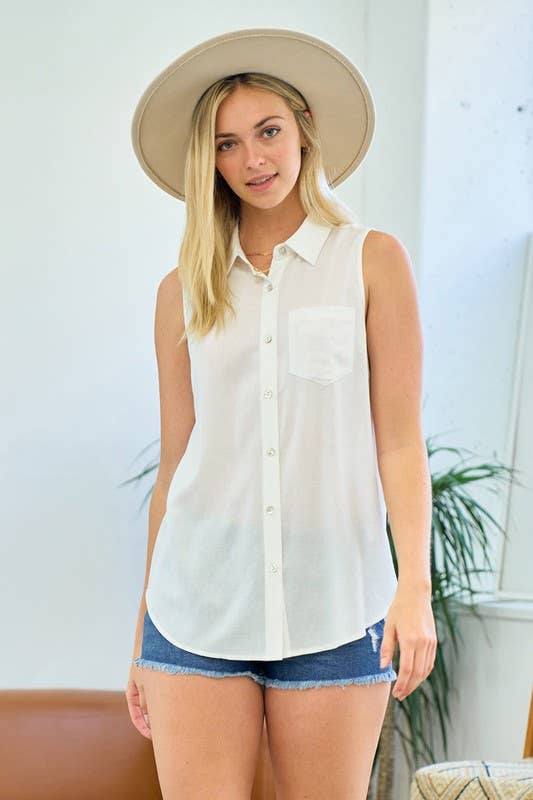 Sleeveless Button Down Tank