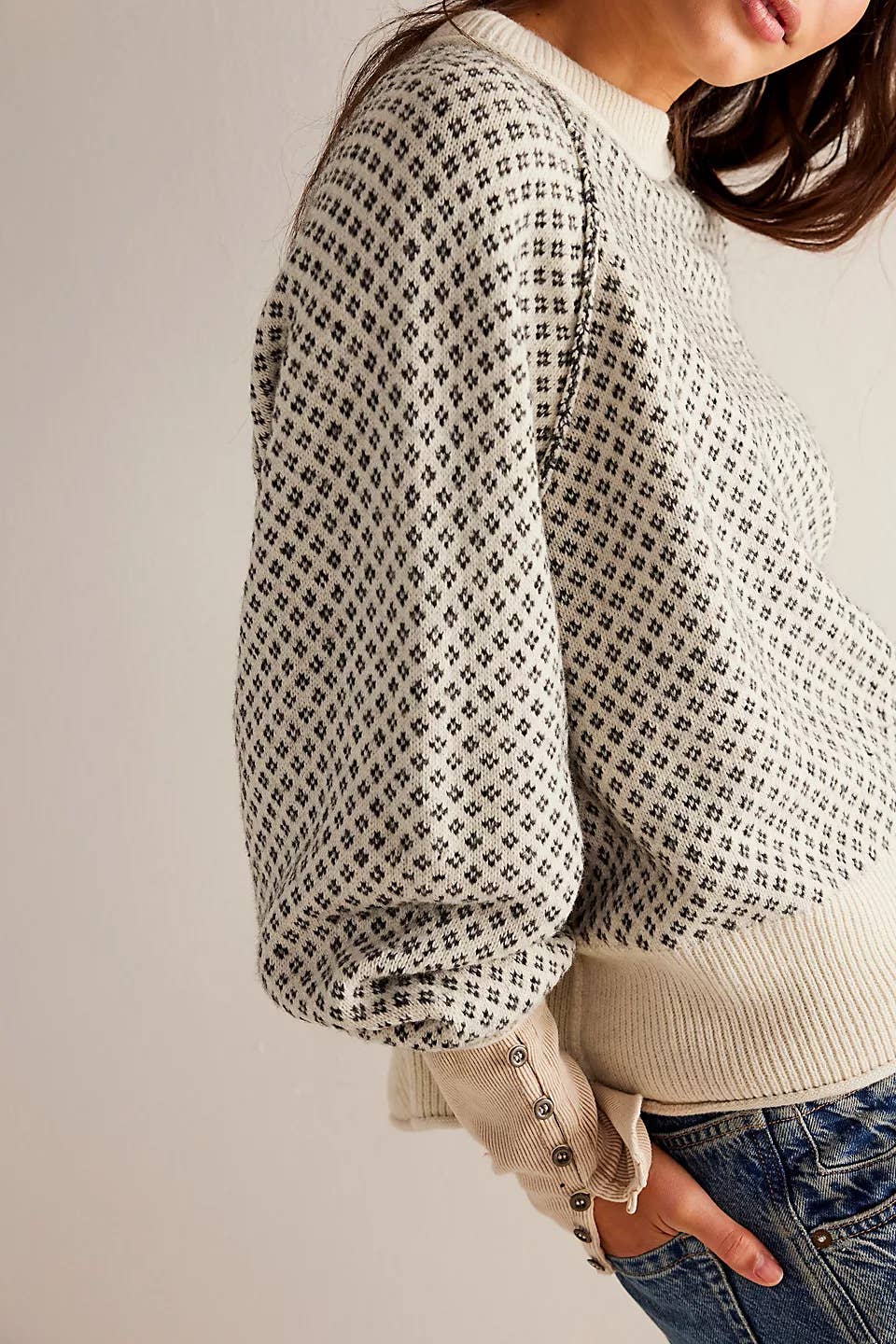 Pullover Jacquard Crew Neck Sweater