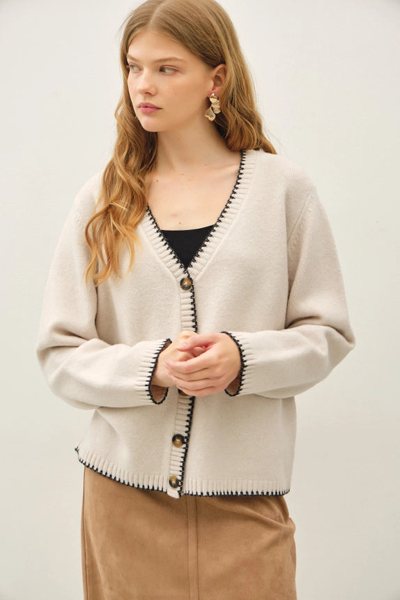 Wool Blend Boxy Cardigan