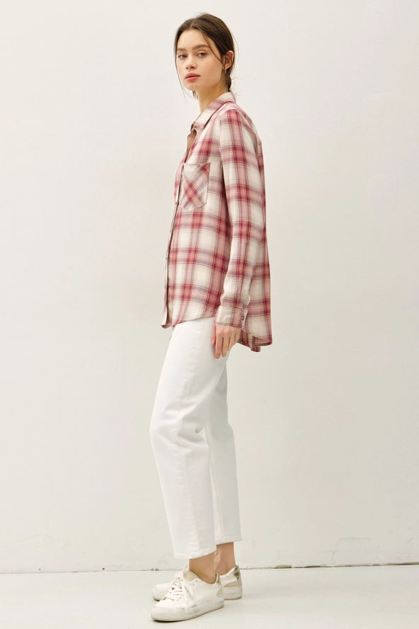 Plaid Button Down | Wine