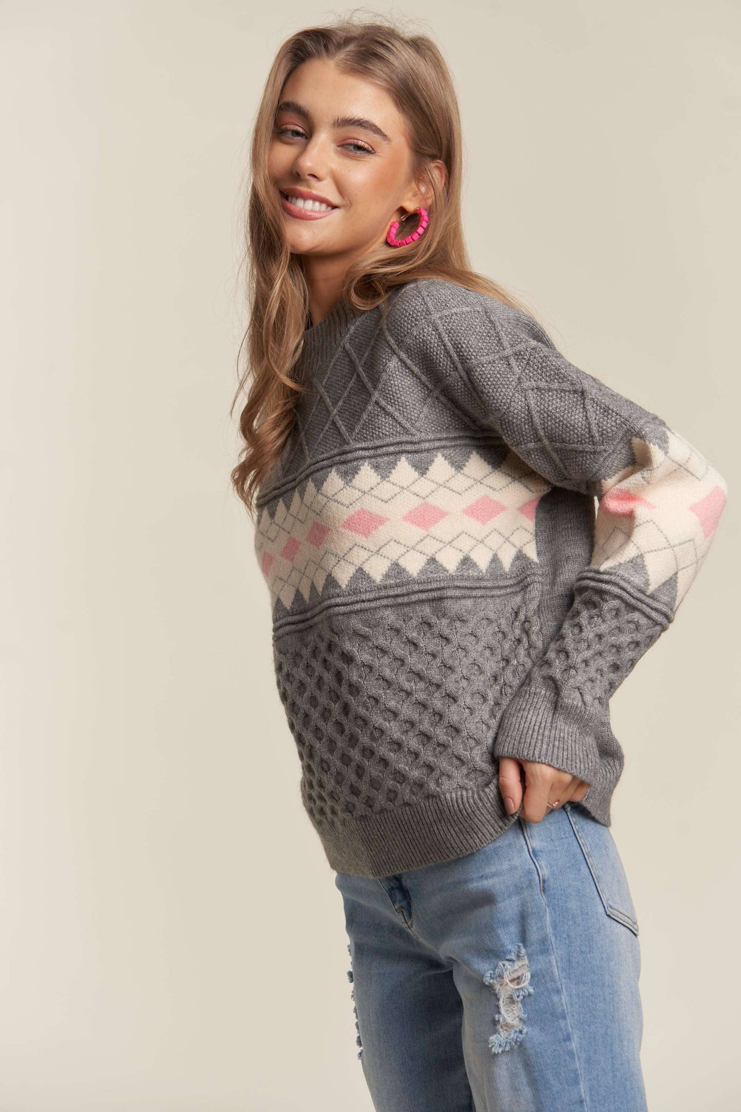 Waffle Textured Sweater