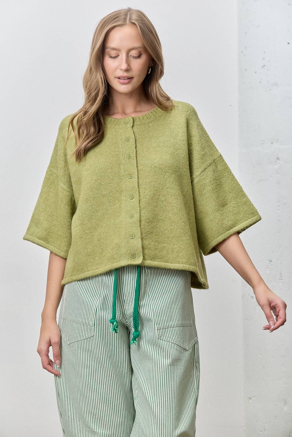 Short Sleeve Knit Cardigan