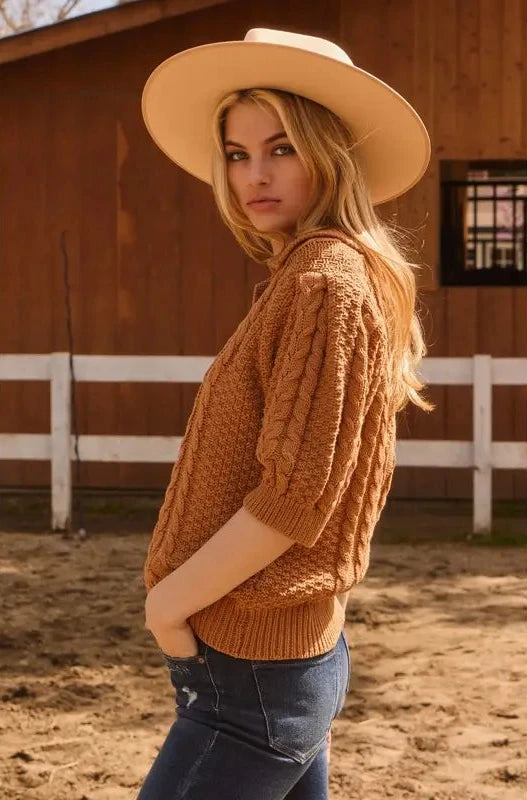 Cable Knit Sweater | Light Camel