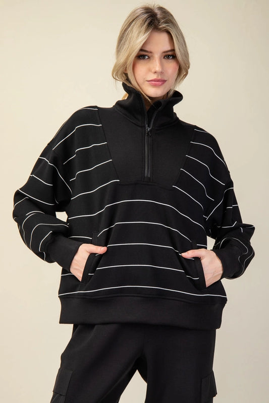 Stripe Quarter Zip Pullover