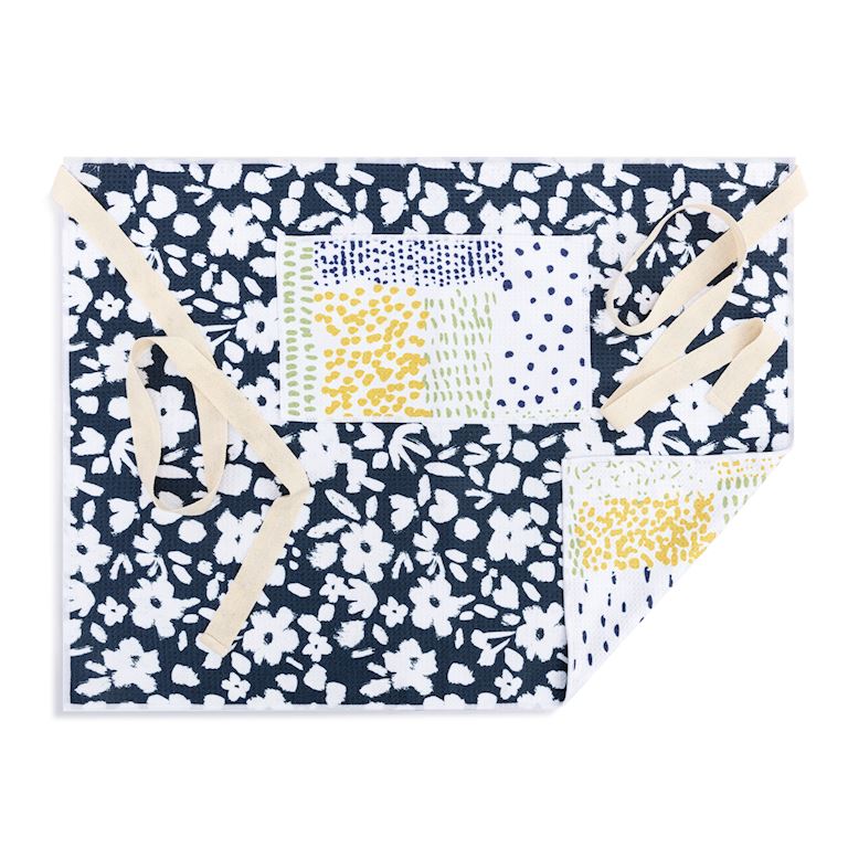 Navy Floral Absorbent Half Apron
