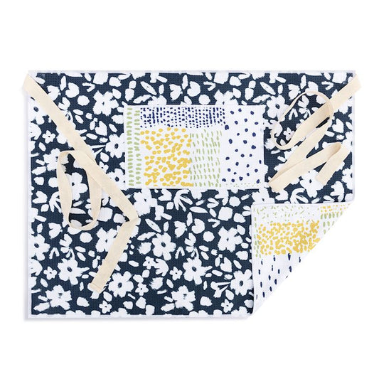 Navy Floral Absorbent Half Apron
