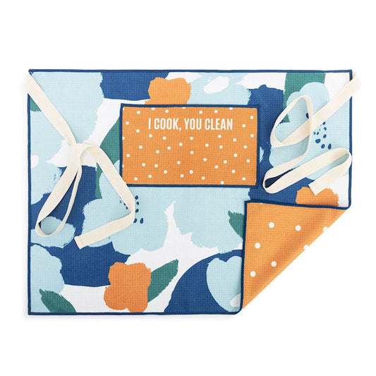 Blue Orange Poppy Absorbent Half Apron