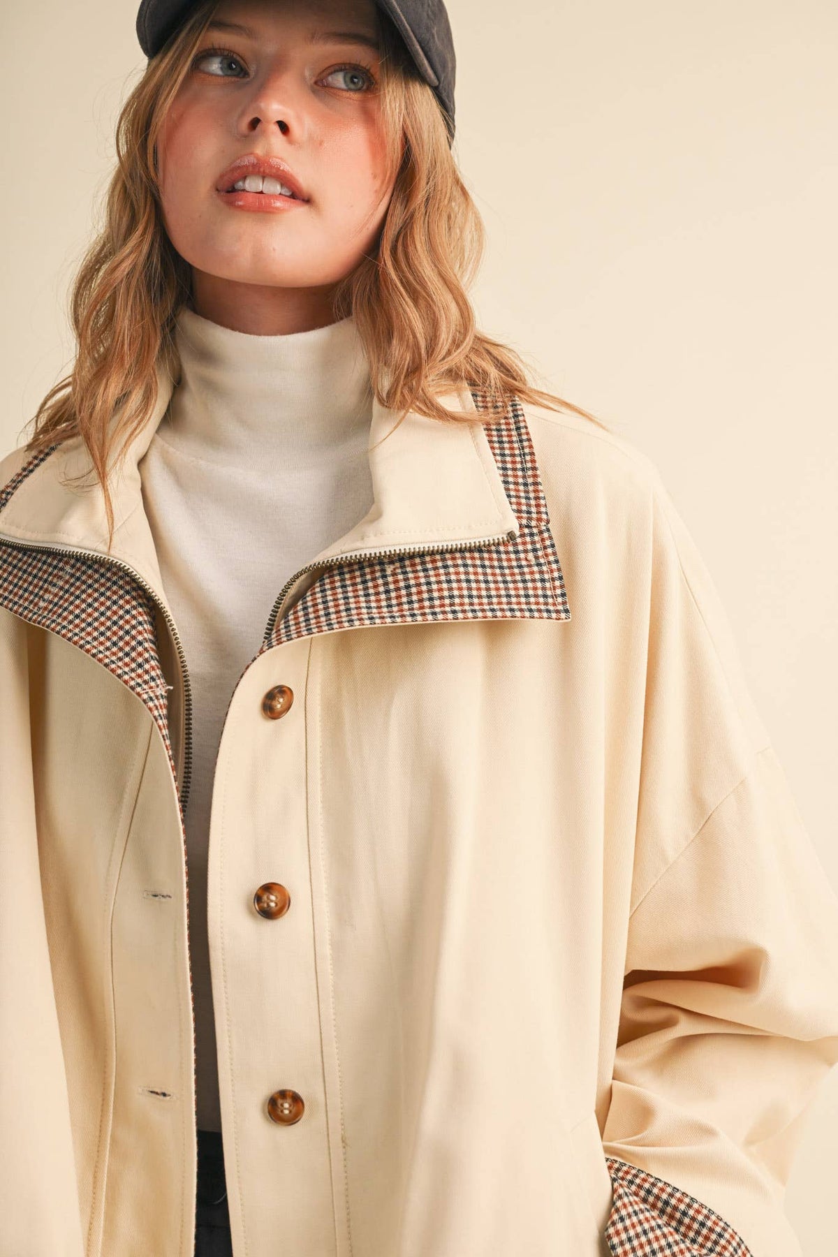 Bubble Hem Houndstooth Coat