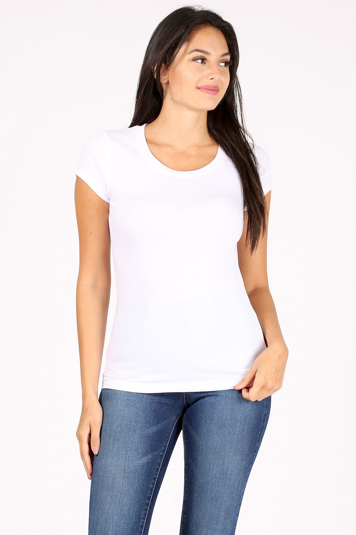 Round Neck Short Sleeve T-Shirt | White