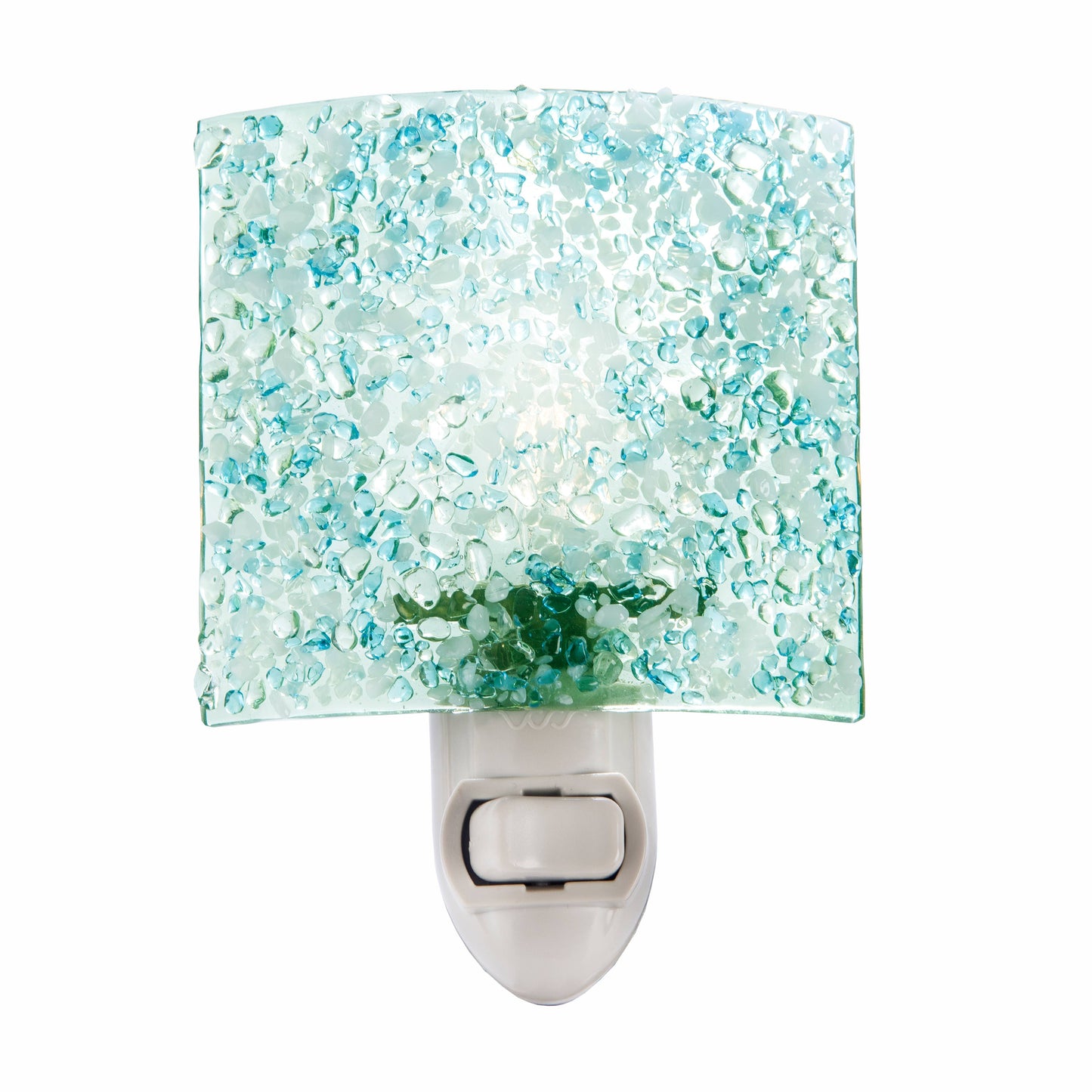 Glass Night Light | Blue, Green, Crystal Chips Fused