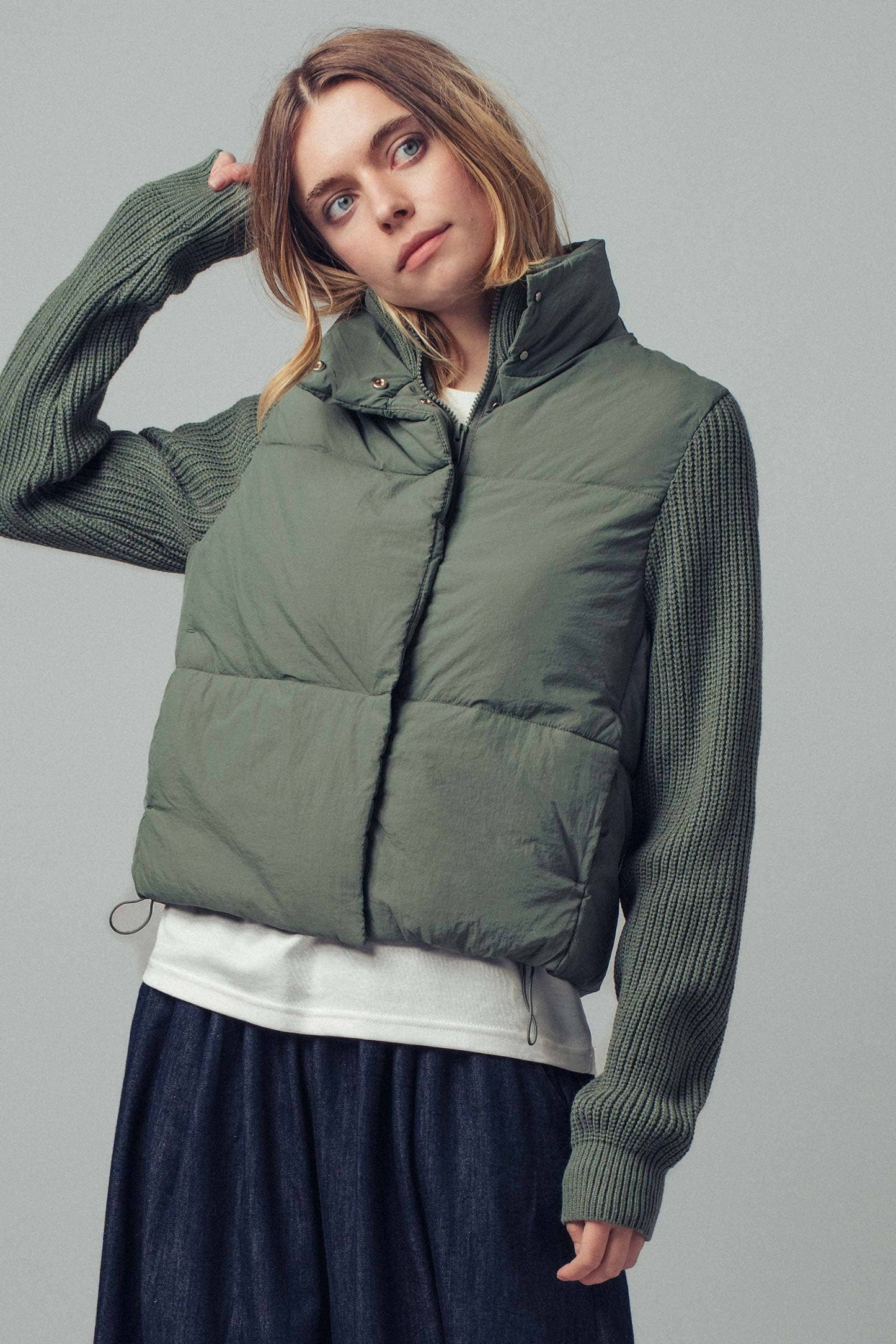 Sweater Sleeves Puffer Jacket