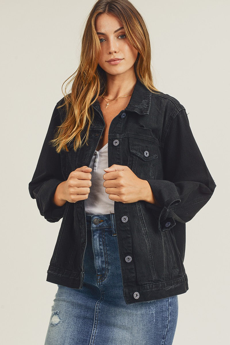 Vintage Denim Trucker Jacket | Black