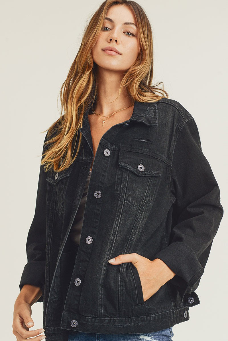 Vintage Denim Trucker Jacket | Black