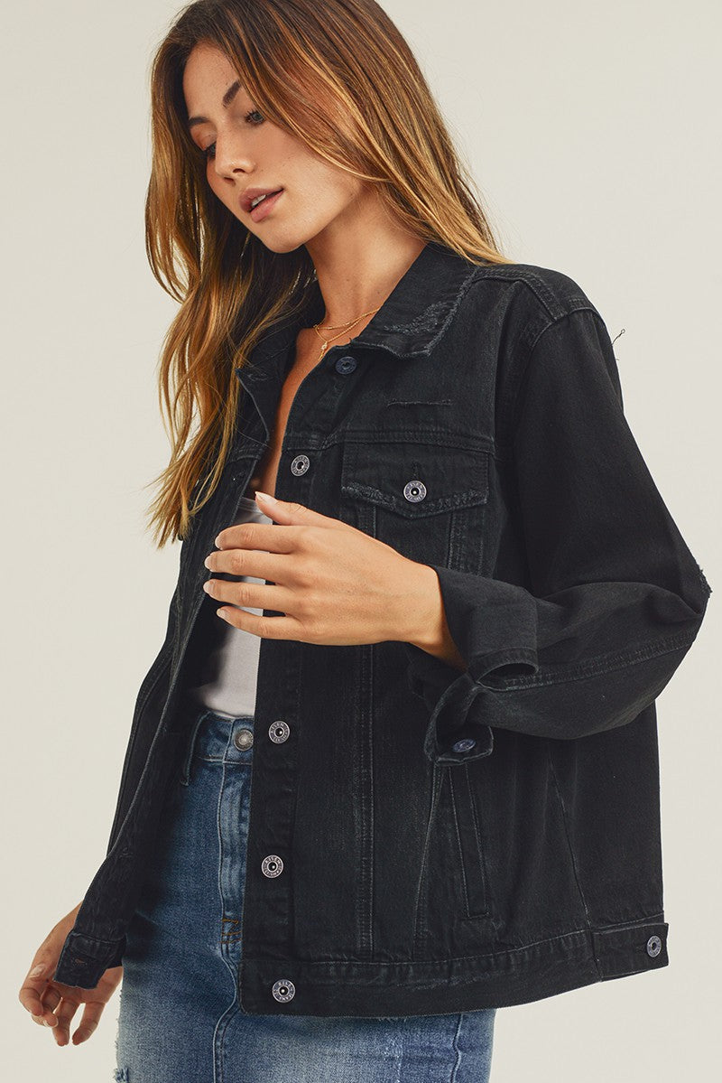 Vintage Denim Trucker Jacket | Black