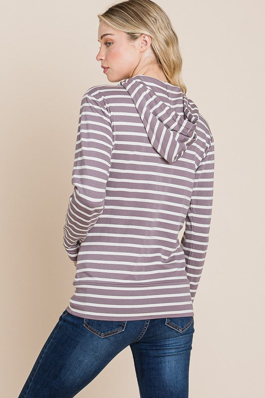 Stripe Half Zipper Hoodie