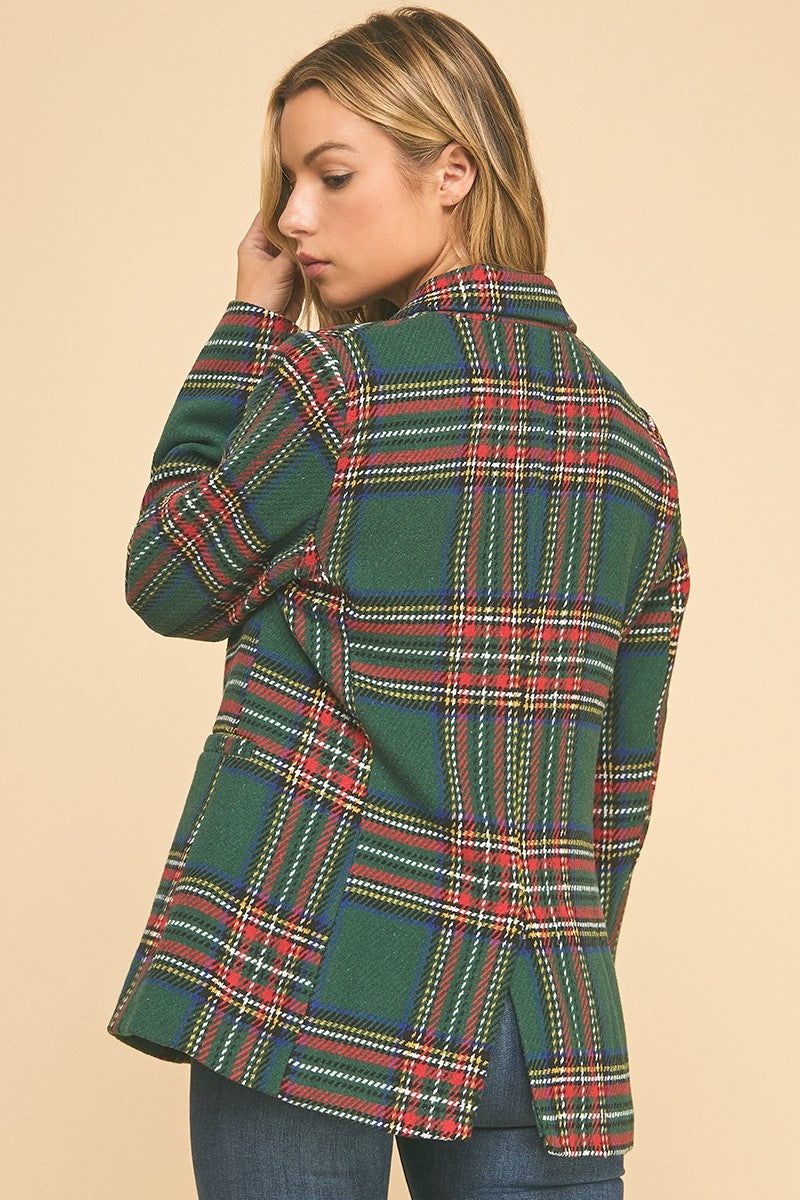 Plaid Blazer With Single Button