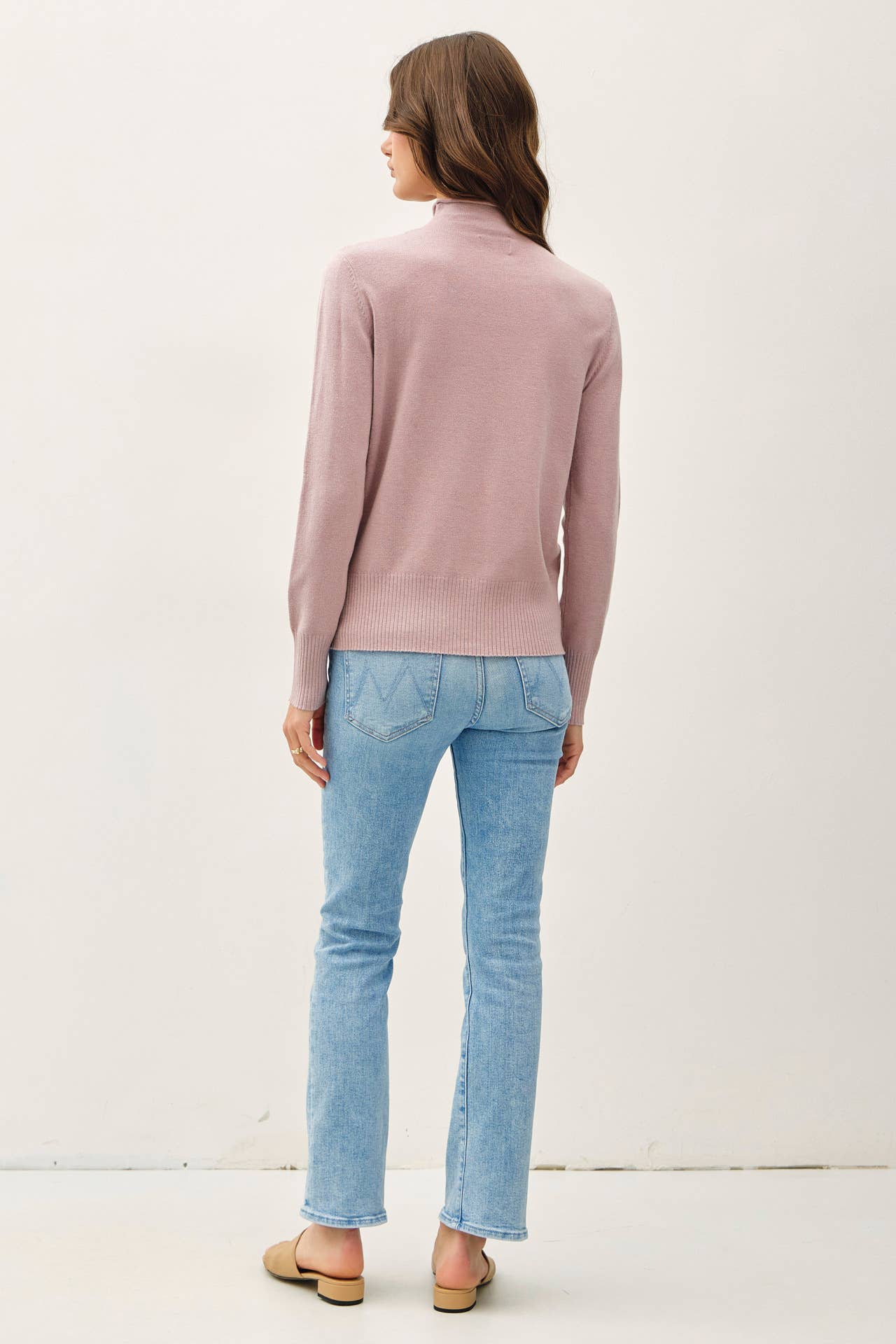 Raw Edge Mock Neck Sweater | Fig