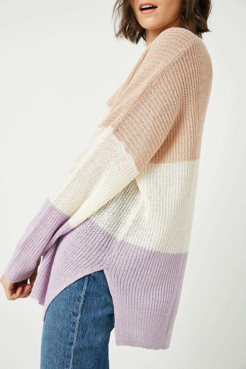 Colorblock Loose Knit Summer Sweater