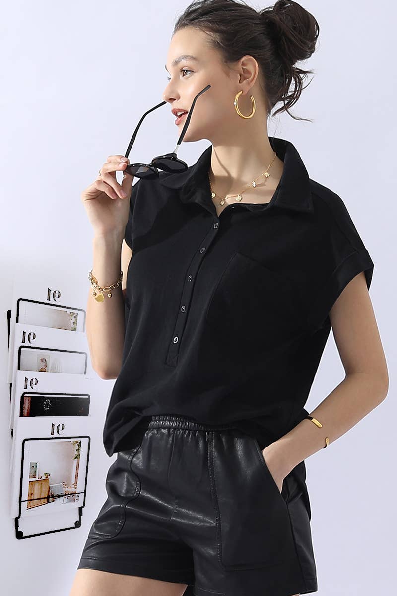 Black Short Sleeve Top