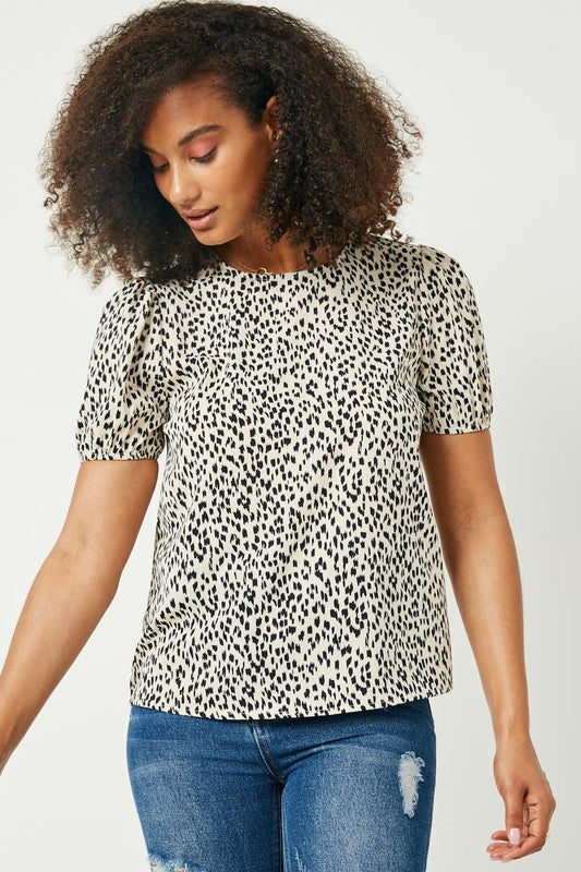 Puff Sleeve Abstract Dot Tee