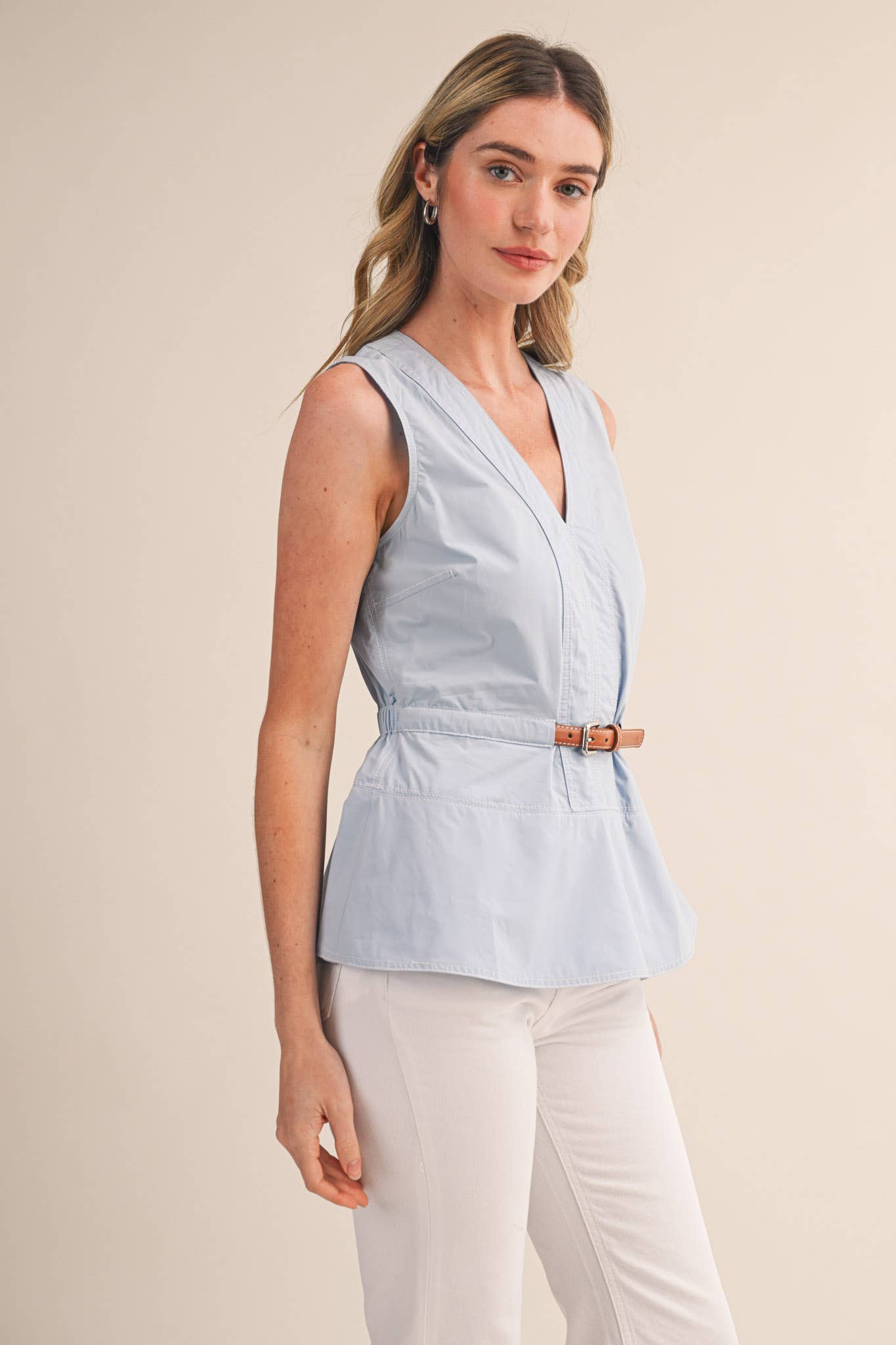 Peplum Belted Top