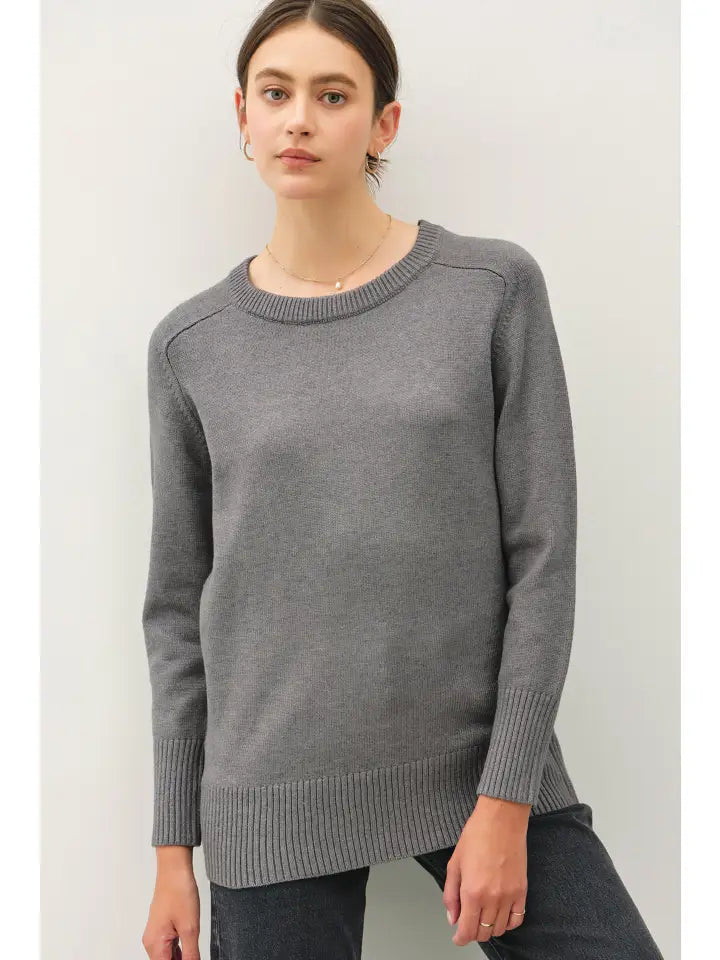 Raglan Sleeve Oversized Sweater | Charcoal