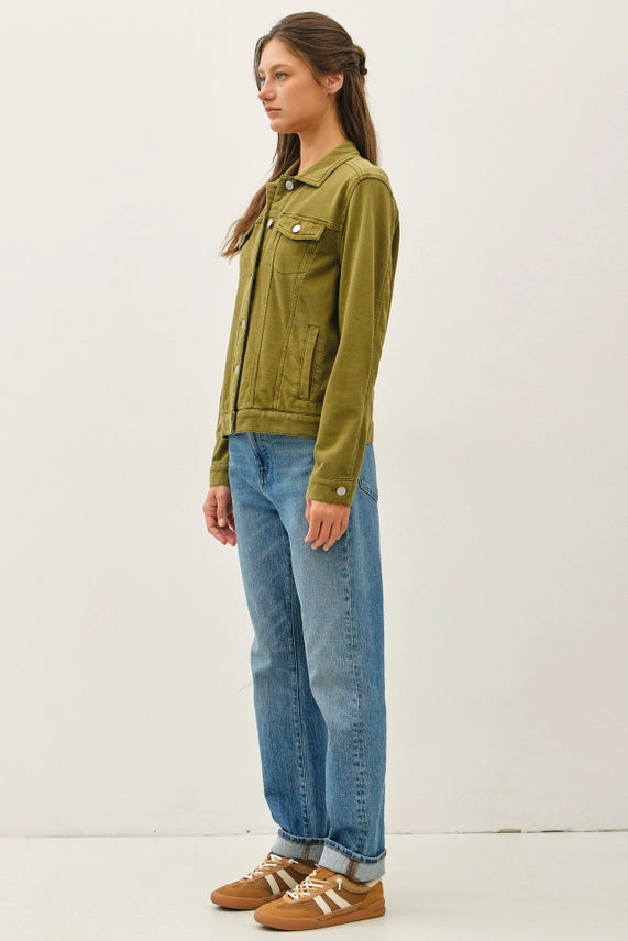 Garment-Dye Cotton Trucker Jacket