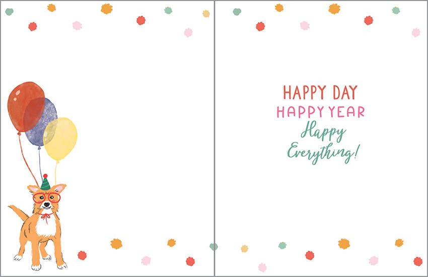 Birthday Card | 3 Dogs & Balloons