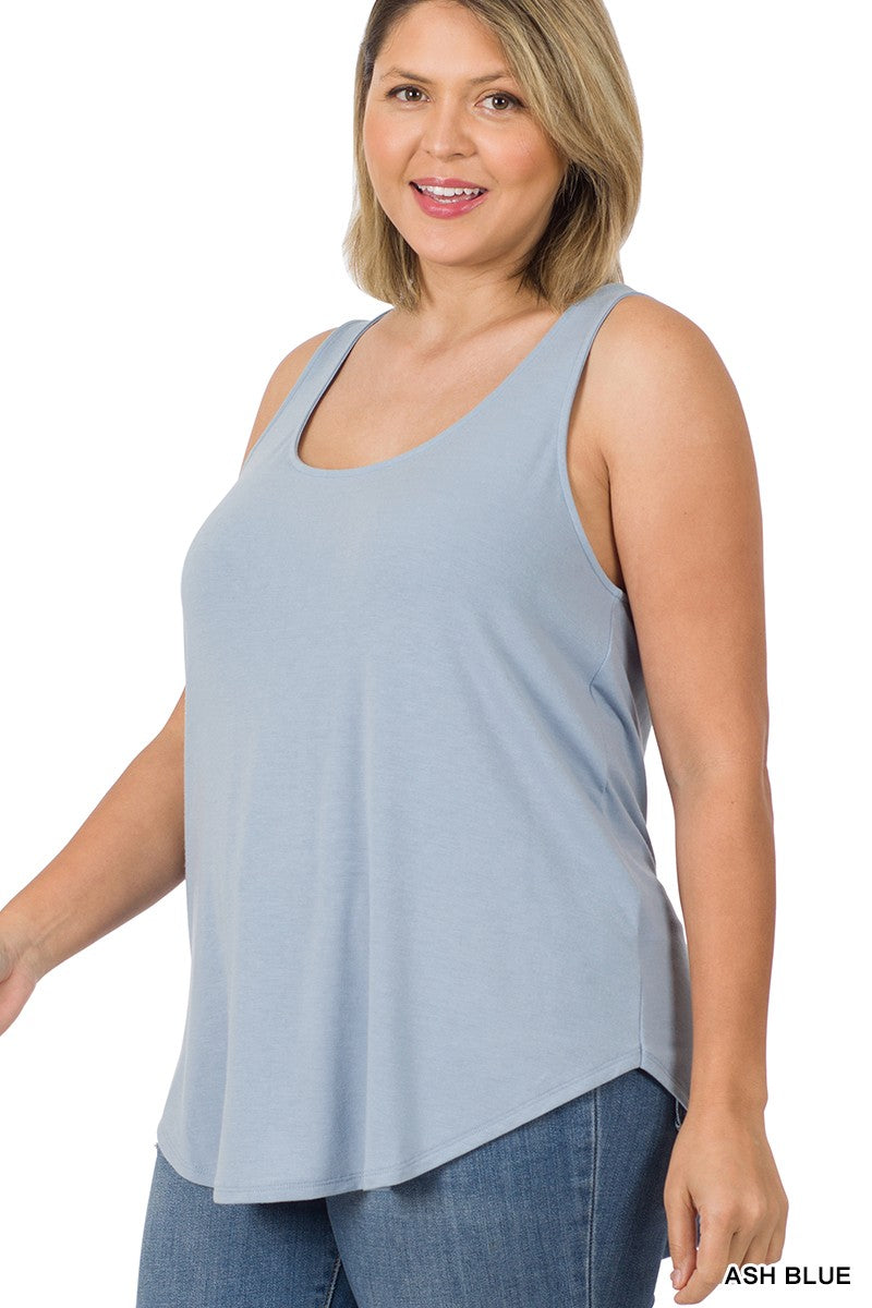 Sleeveless Round Neck & Hem Top | Ash Blue